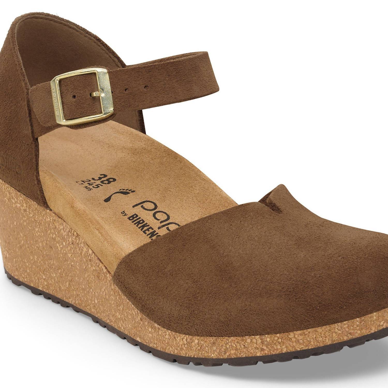 Women's Mary Suede Mary Jane Wedge Sandal In Dark Tea