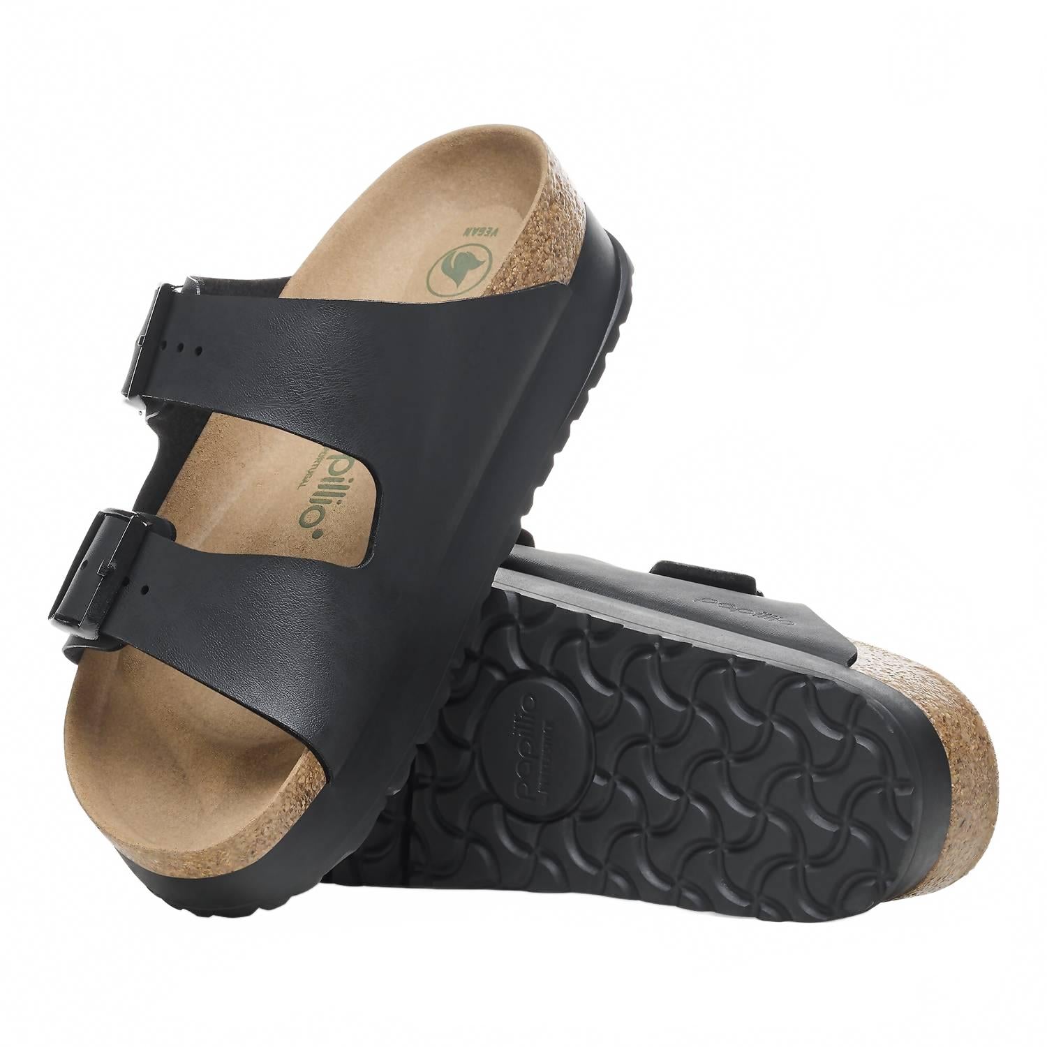 Women Arizona Platform Birko-Flor Sandal - Narrow In Black