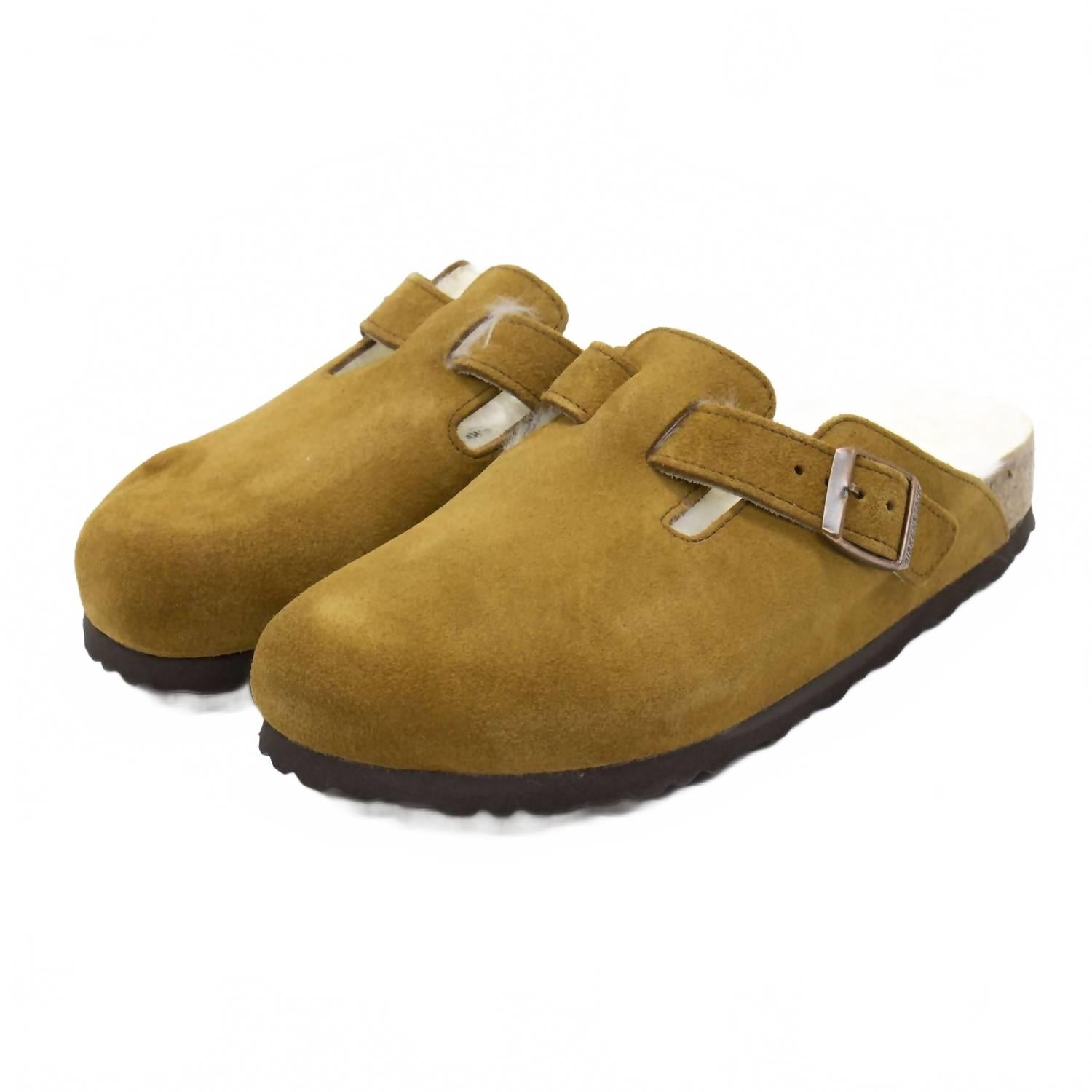 Women's Boston Shearling Suede Clogs In Mink