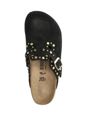 Black Slip-On Gold Studded Sandals