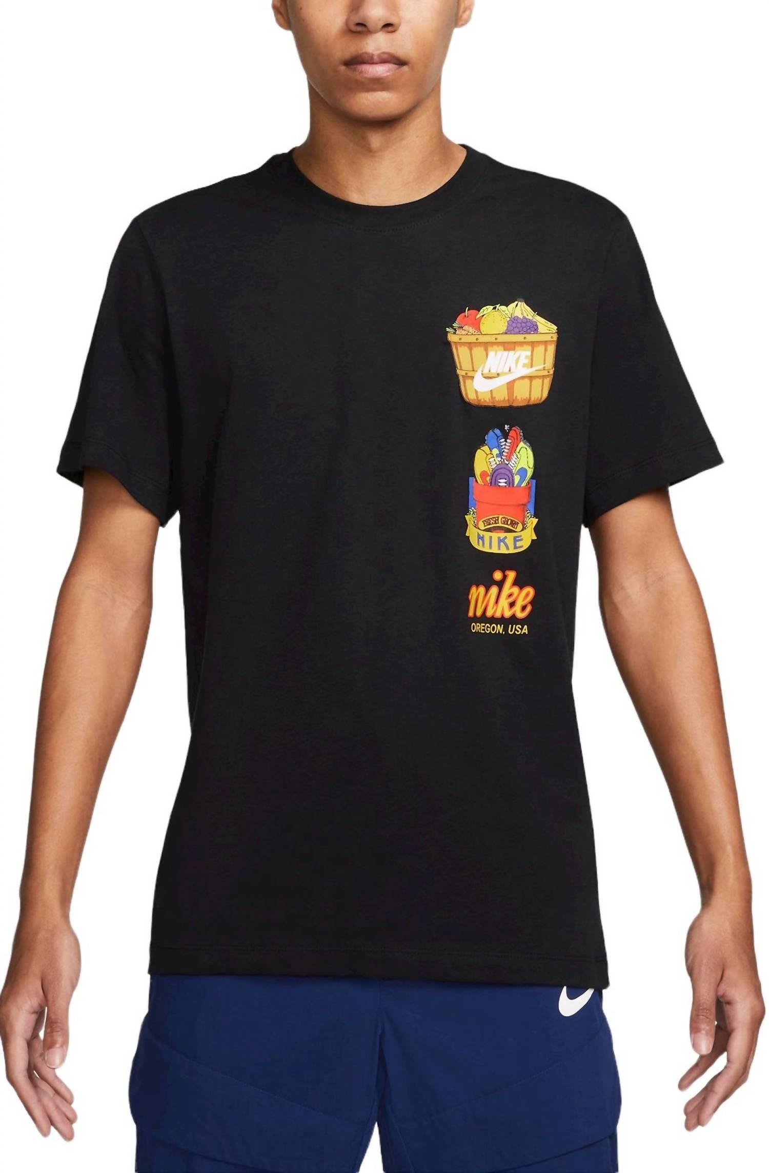 Fruit Basket Pocket Short Sleeve T-Shirt In Black