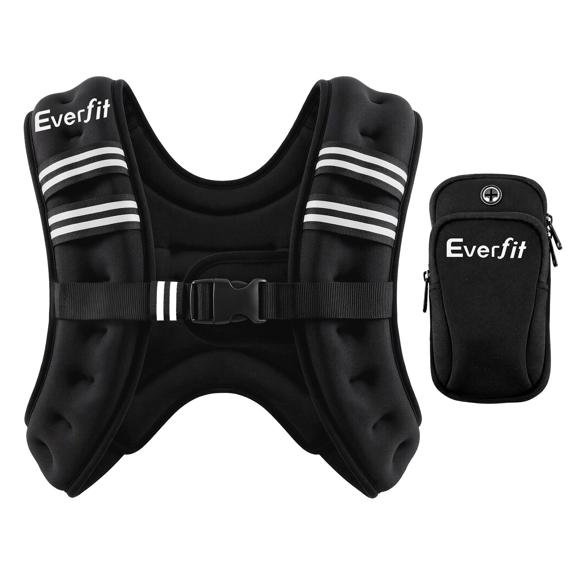 Everfit 8kg Weighted Vest Men Women, Reflective Running Vest with Armband Pouch