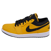 Air Jordan Men's 1 Low University Gold in Yellow and Black Leather