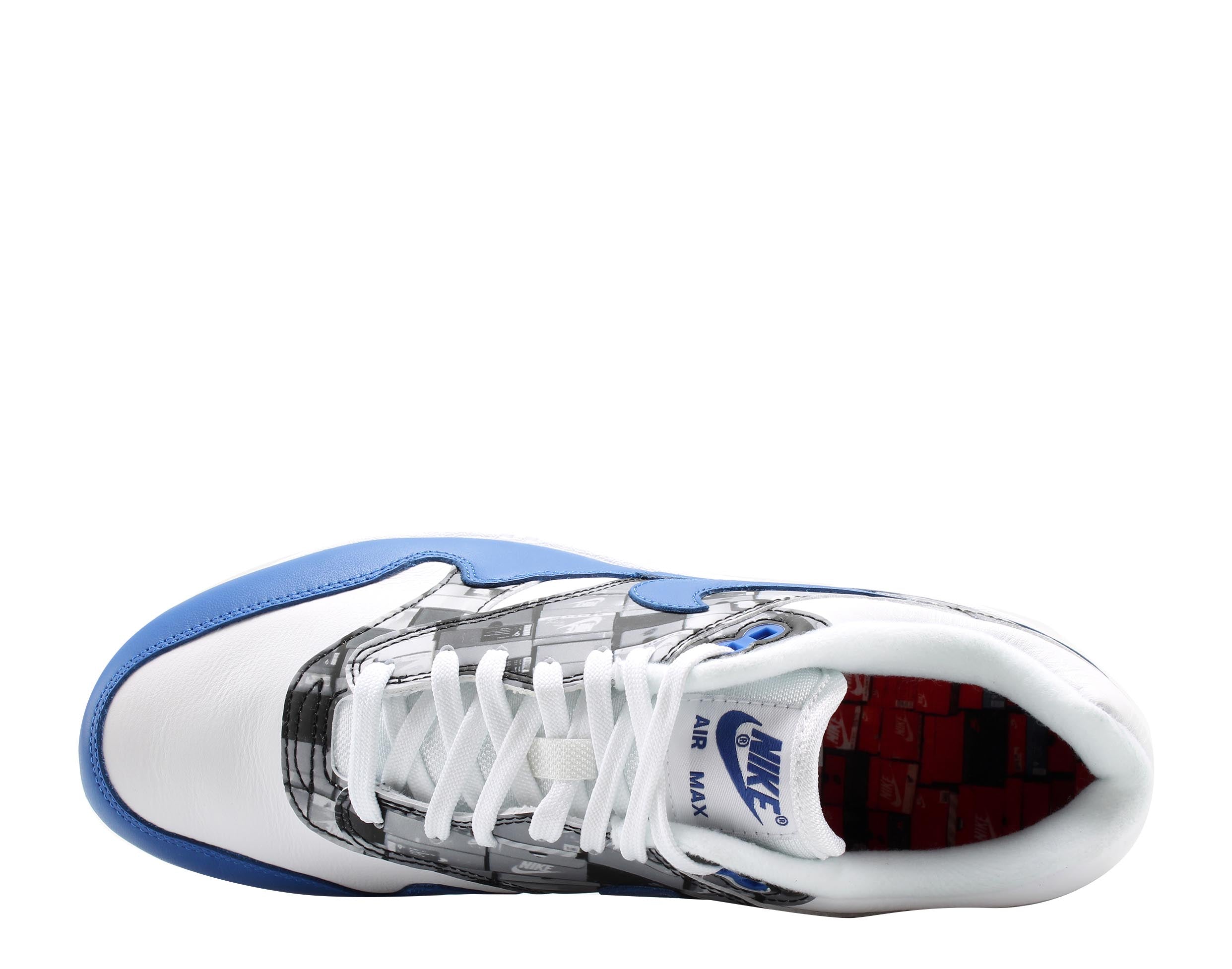 Men's Nike Air Max 1 Print White/Game Royal/Grey Running Shoes AQ0927-100
