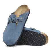 Women's Boston Braided Narrow Clogs In Elemental Blue Suede