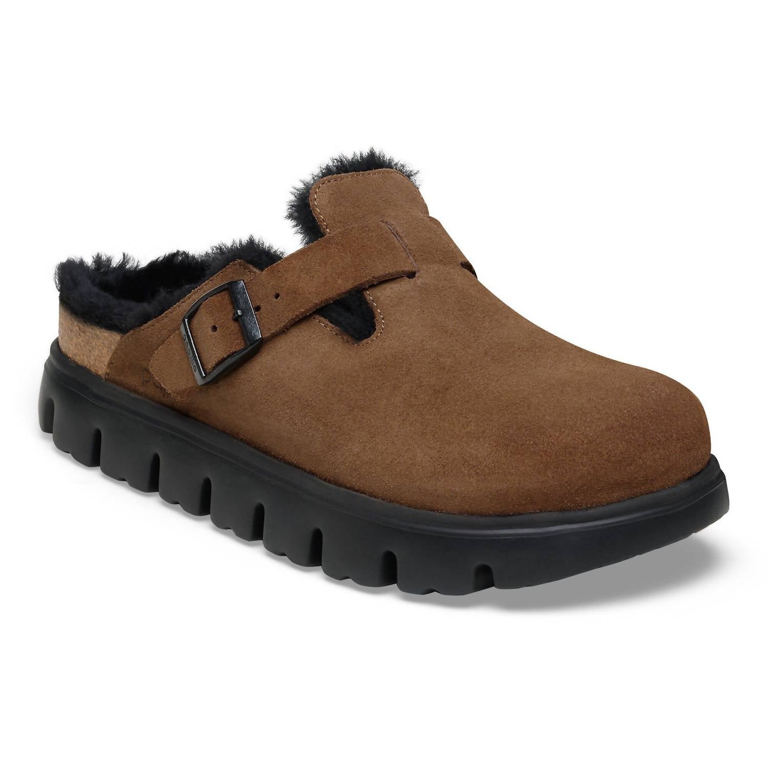 Women's Boston Chunky Shearling Clogs In Dark Tea