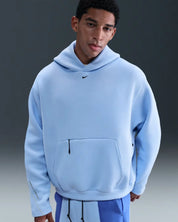 Nike Tech Oversized Fleece Hoodie Mens Blue Kangaroo Pocket Pullover JAX1062