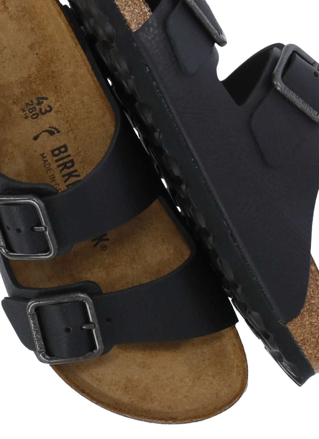 Black Arizona Buckle Leather Sandals