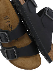 Black Arizona Buckle Leather Sandals