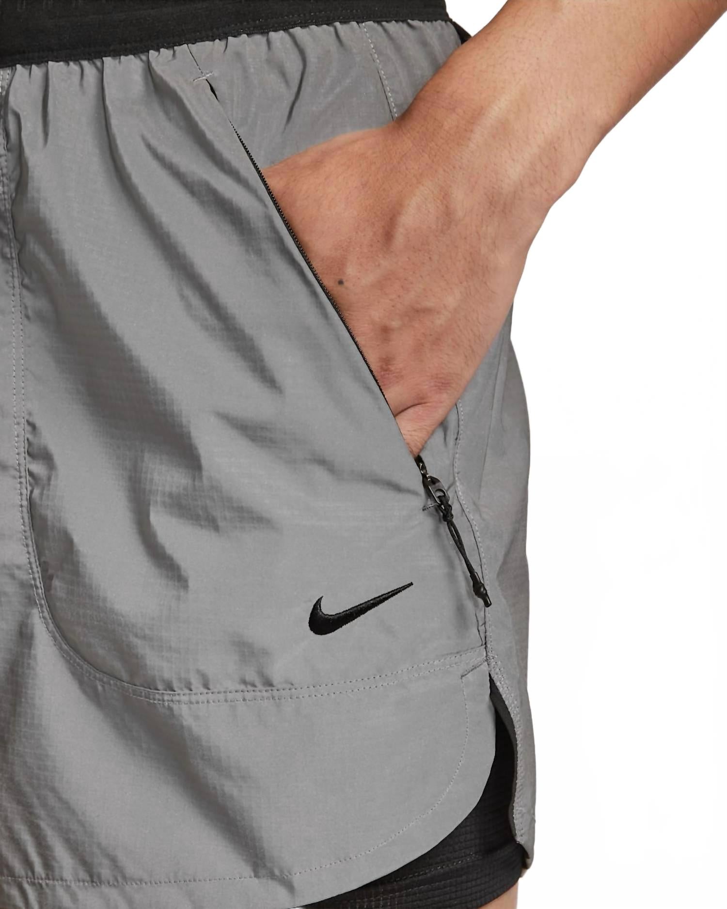 2-In-1 Reflective Running Shorts In Grey