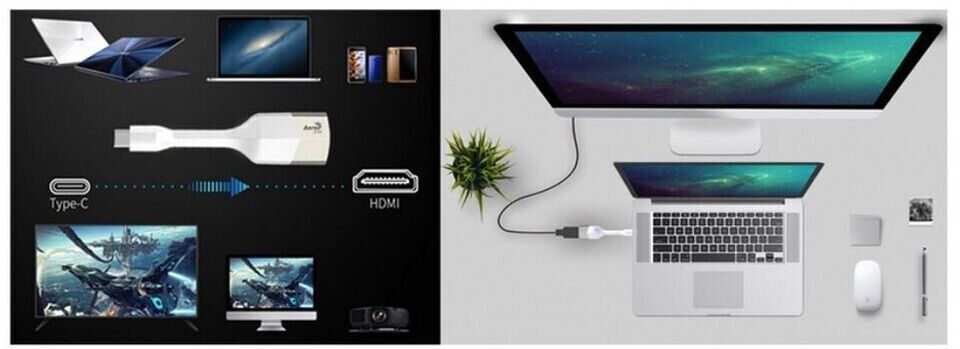 AeroCool AV-027 Premium USB-C to HDMI 4K Connector (White)