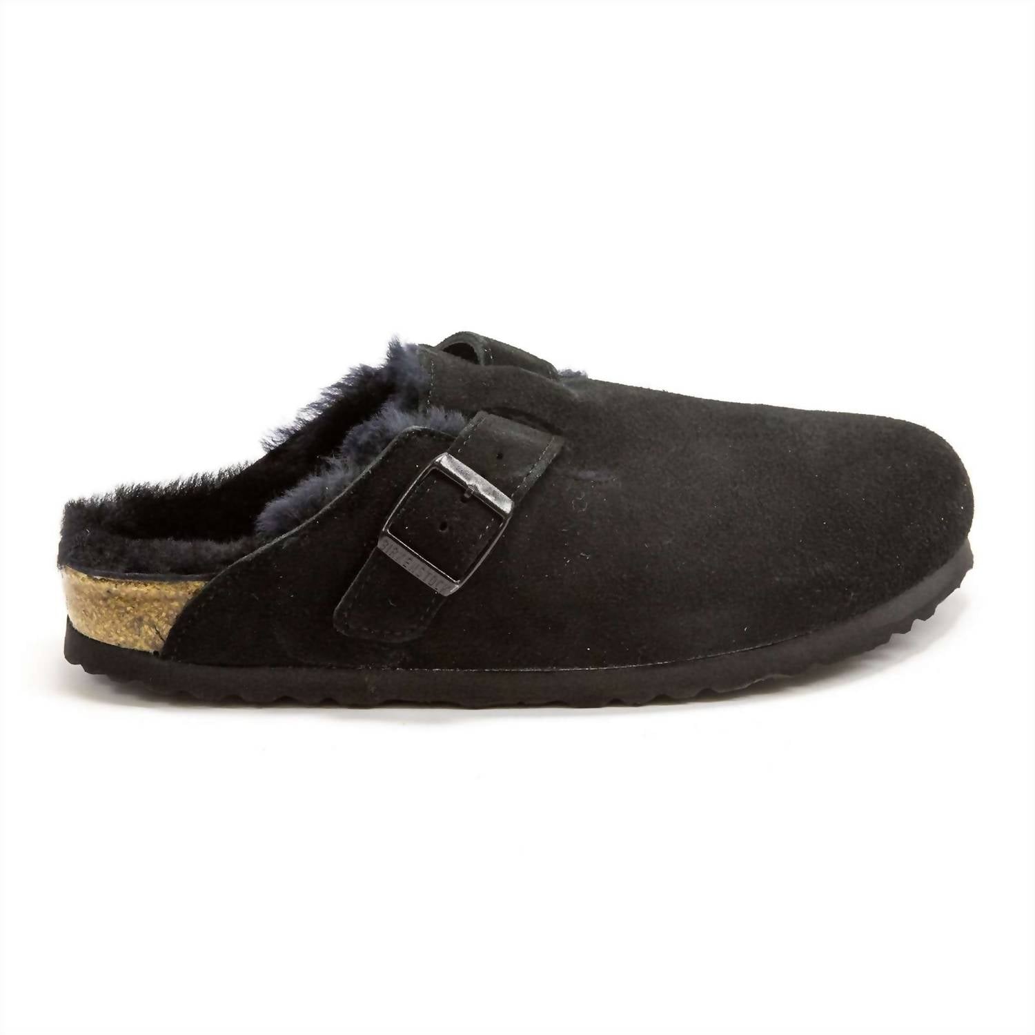 Women's Boston Shearling Suede Clogs In Black