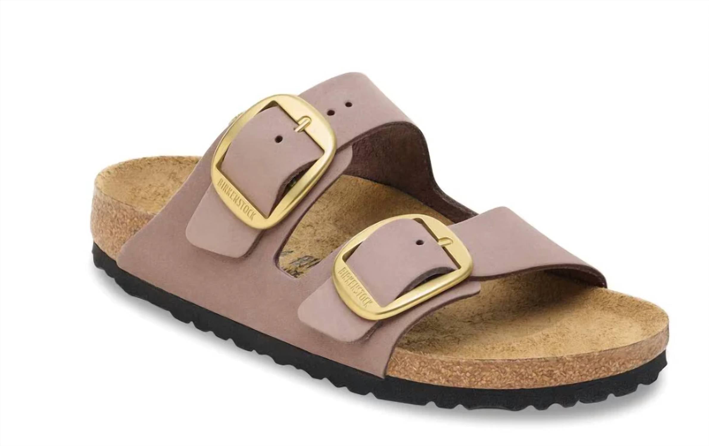 Unisex Arizona Big Buckle Nubuck Leather Sandals - Narrow In Faded Purple