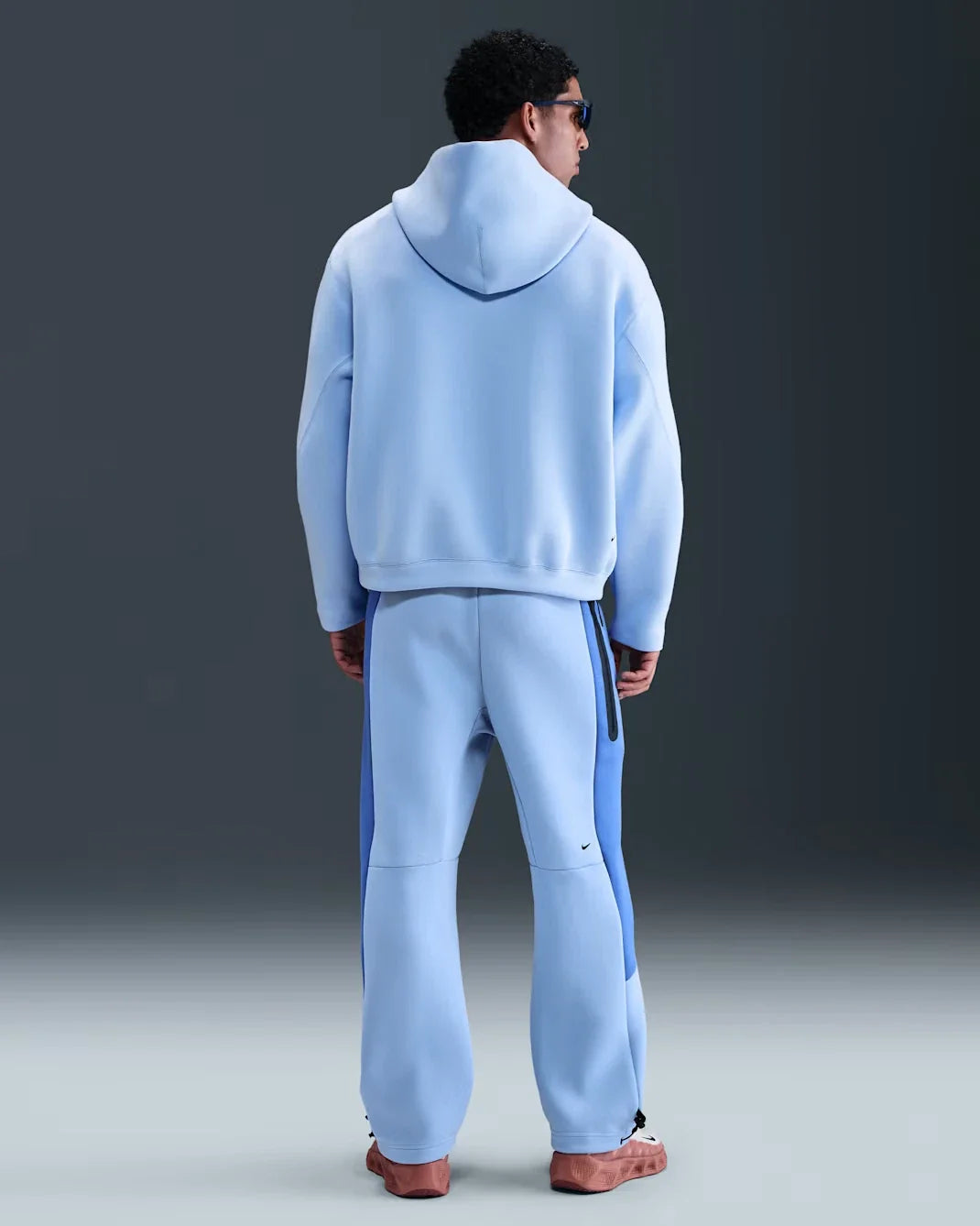 Nike Tech Oversized Fleece Hoodie Mens Blue Kangaroo Pocket Pullover JAX1062
