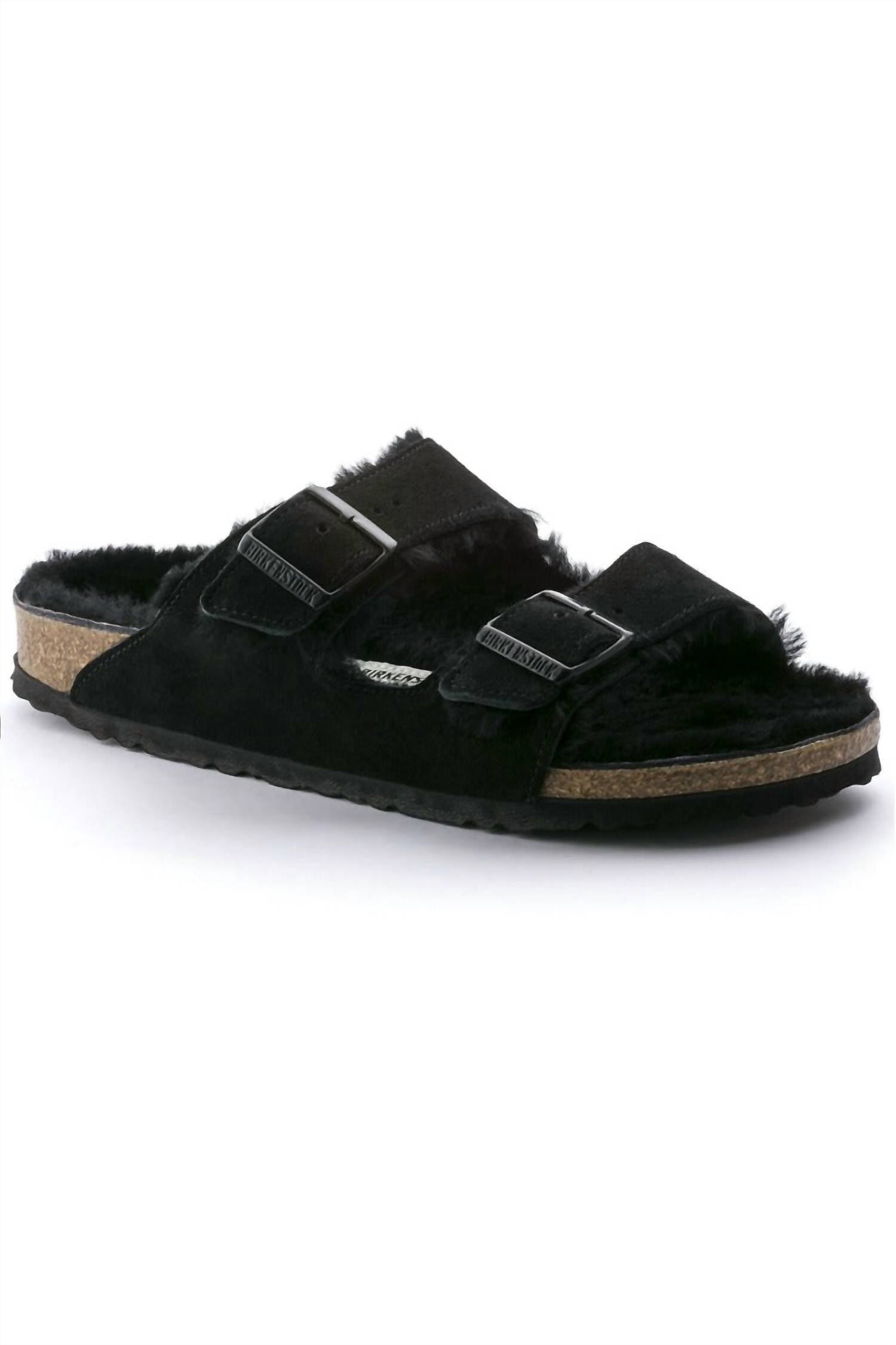 Unisex Arizona Shearling Suede Sandals In Black