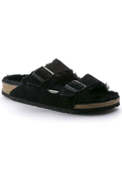 Unisex Arizona Shearling Suede Sandals In Black