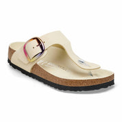 Women's Gizeh Big Buckle Nubuck Leather Sandals In Iridescent Ecru