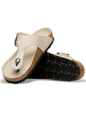 Women's Gizeh Big Buckle Natural Leather Patent In Regular Width In High-Shine Oyster