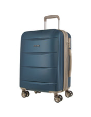 2pc Pierre Cardin Large Hard & Cabin Travel Luggage Set w/ Name Tag Blue