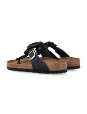 Gizeh Floral Applique Leather Sandals
