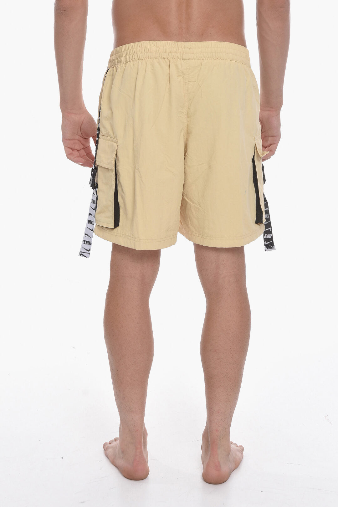 SWIM Solid-Color Boxer Swim Trunks with Logo Side Band