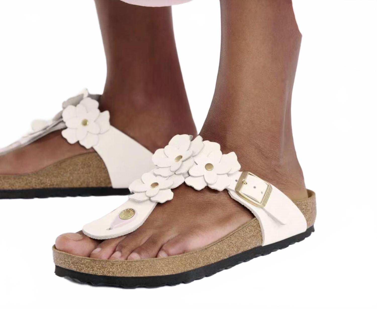 Women's Gizeh Flower Sandals In Rose Leather