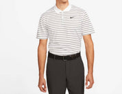 Men's Golf Polo Shirt In White And Black Stripes
