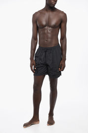 Solid-Color Boxer Swim Trunks with 3 Pockets