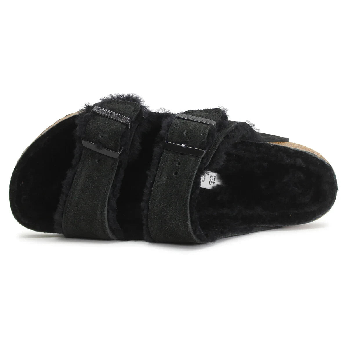 Women's Birkenstock Arizona 0752661-001 Sandals Black Shearling Slide JOBB397