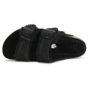 Women's Birkenstock Arizona 0752661-001 Sandals Black Shearling Slide JOBB397