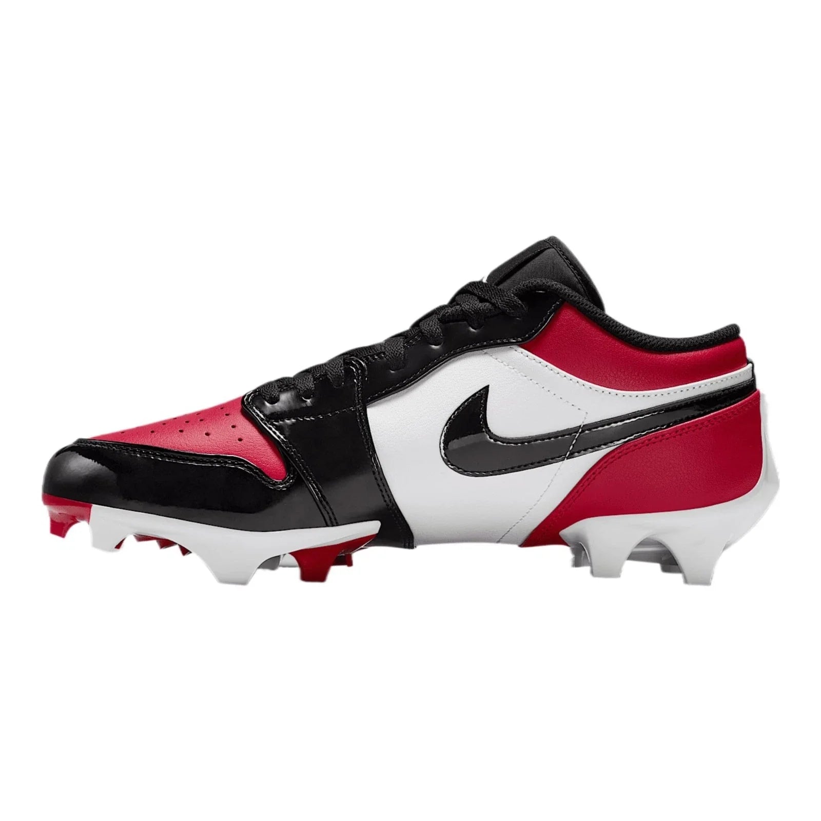 Nike Air Jordan 1 Low FJ6245-601 Men's Red Black Molded Football Cleats MEW1683
