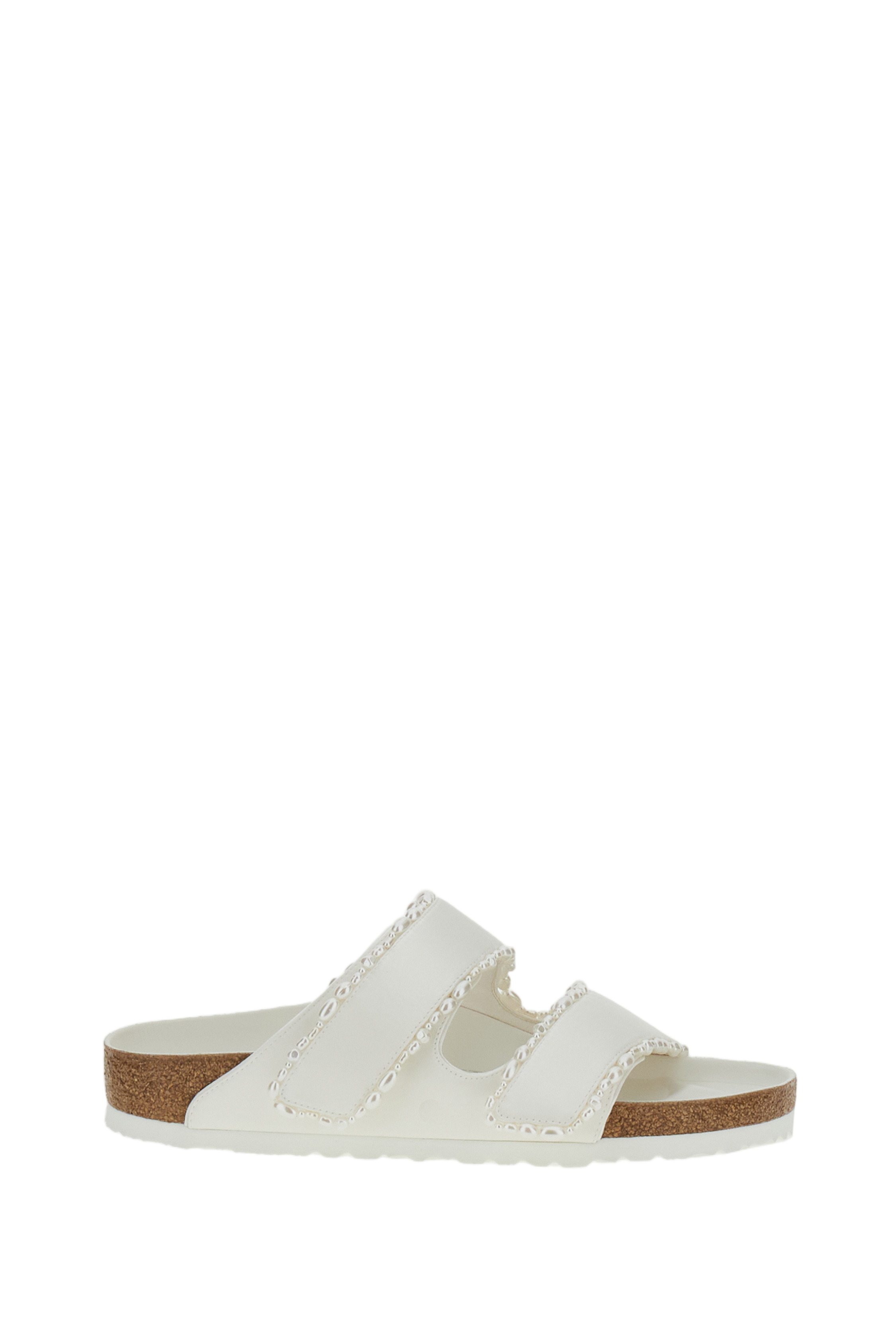 Ivory Satin Arizona Sandals with Pearl Detailing