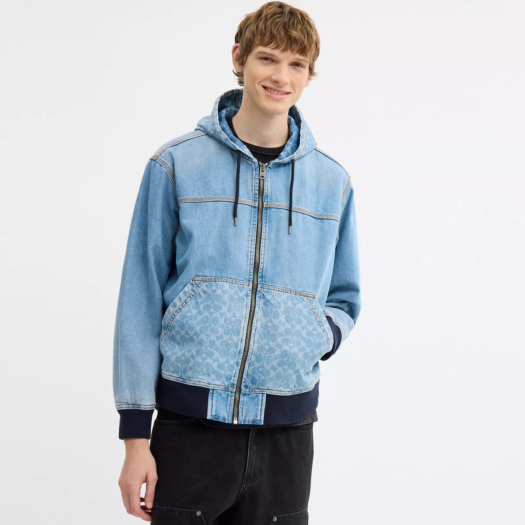 Coach Outlet Signature Denim Zip Jacket