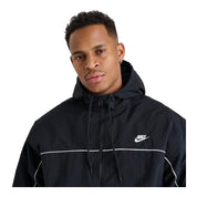 Men's Nike Club Hooded Jacket - Black/White/White