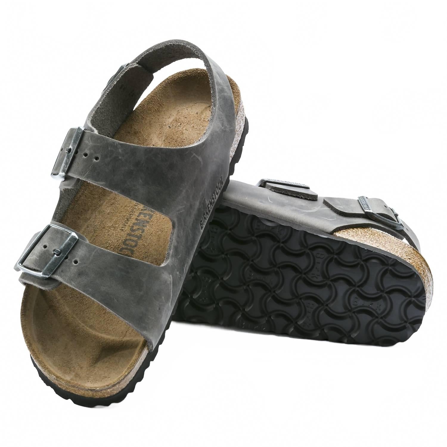 Unisex Milano Soft Footbed Sandal In Iron