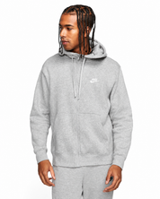 Men's Nike Sportswear Club Fleece Full Zip Hoodie Dark Grey Heather/Matte Silver/White BV2645-063