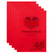 5x Spirax P105 Exercise Book Dotted Thirds 24mm 70gsm 48 Page A4 Red