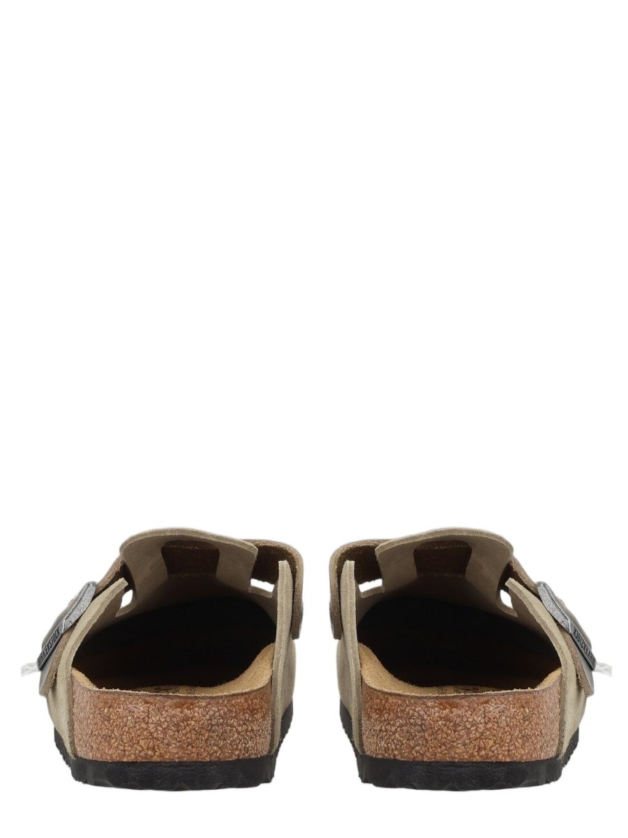 Narrow Fit Suede Sabot Shoes With Buckle Strap