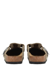 Narrow Fit Suede Sabot Shoes With Buckle Strap