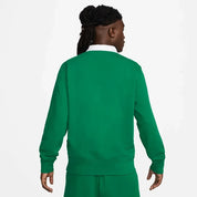Men's Nike Club Fleece Polo Shirt Green Relaxed Fit Long Sleeve SRT378