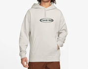 Sb Oval Logo Fleece Pullover Hoodie In Light Bone/deep Jungle
