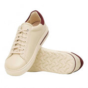 Women's Bend Low Leather Sneakers In Eggshell / Zinfandel