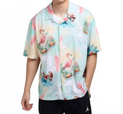 Men's Jordan Essentials Printed Camp Top In Sail/glacier Blue