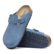 Men's Boston Soft Footbed Suede Leather Clogs In Elemental Blue