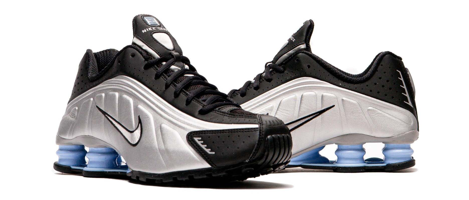 Nike Shox R4 Metallic Silver Black Psychic Blue
