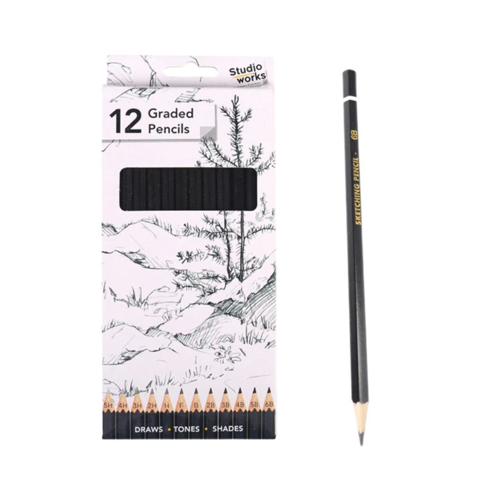 12pc Studio Works Graded Lead Pencils Assorted Grades Soft & Hard