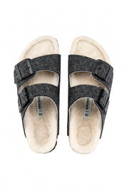 Unisex Arizona Rivet Wool Felt Narrow Sandals In Doubleface Gray