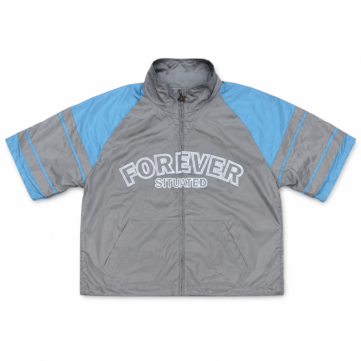 Men's Forever Situated Track Top Grey/Blue trckssbbtee-babyblu