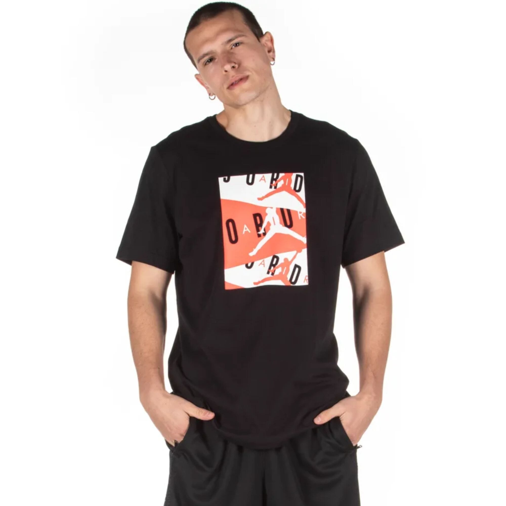 Men's Nike Jordan Air SS Crew T-Shirt Black/Multi Color CD5628-010