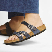 Women's Franca Oiled Leather Sandals In Navy